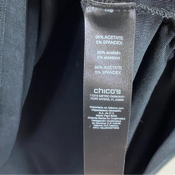 Chico’s Travelers Stretch Black Short Sleeve Top with Gold‎ Accent Sz Large - Picture 5 of 12